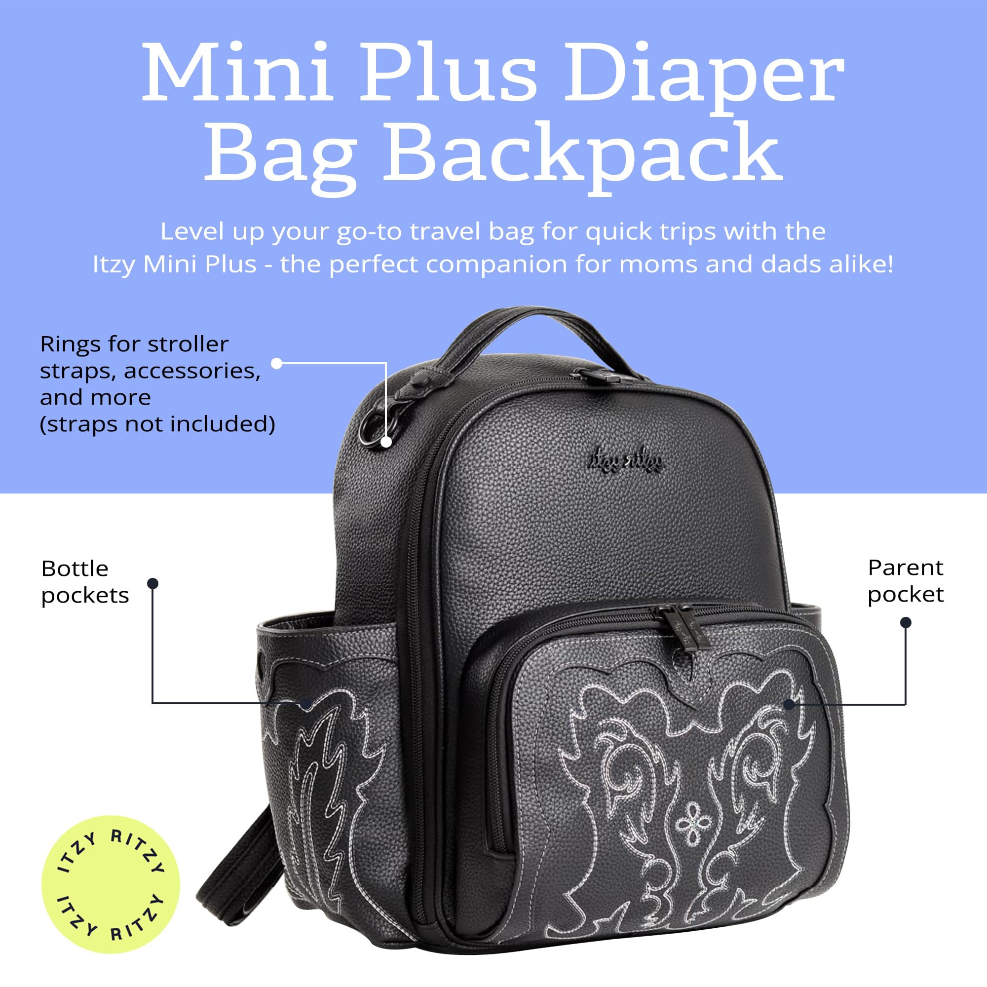 Itzy Ritzy Torba na pieluchy Mini Plus, czarna, Czarny