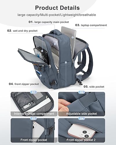 Miniatura 2 de VECAVE Mochila de viaje para laptop, mochila aprobada para vuelos,Mochila deportiva para universidad casual, V-Jewelblue, Mochila para laptop