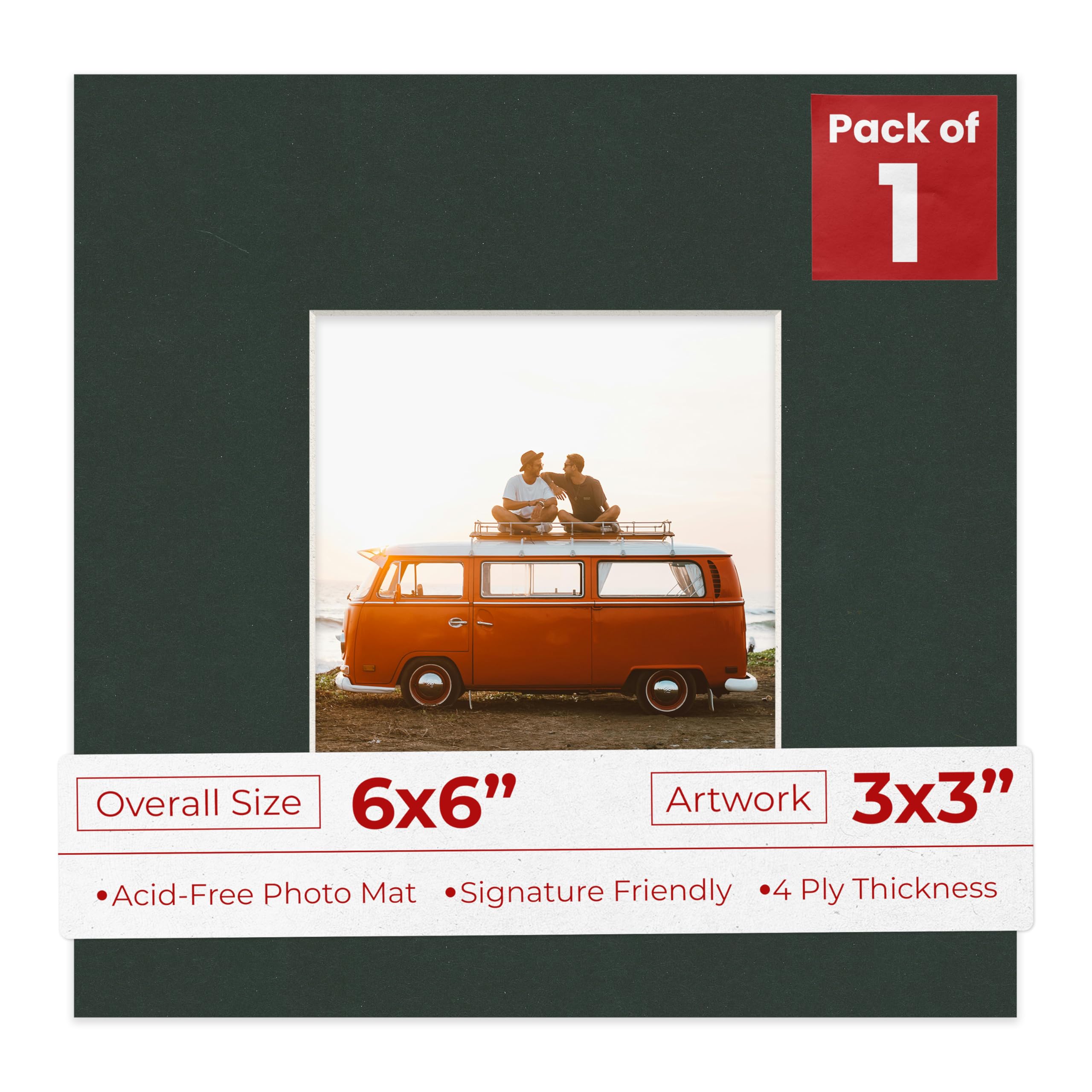 6x6 Mat Bevel Cut for 3x3 Photos - Precut Black Square Shaped Photo Mat Board Opening - Acid Free Matte to Protect Your Pictures - Bevel Cut for Family Photos, Pack of 1 Matboard-image-11
