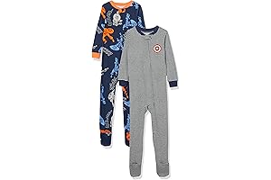 Amazon Essentials Boys' Footed Pajamas 2 Pack