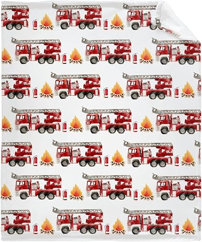 Miniatura 58 de Manta de bebé de bomberos con camión de bomberos, súper suave, manta acogedora para recién nacido, manta de recepción para bebé, manta para cuna, 40