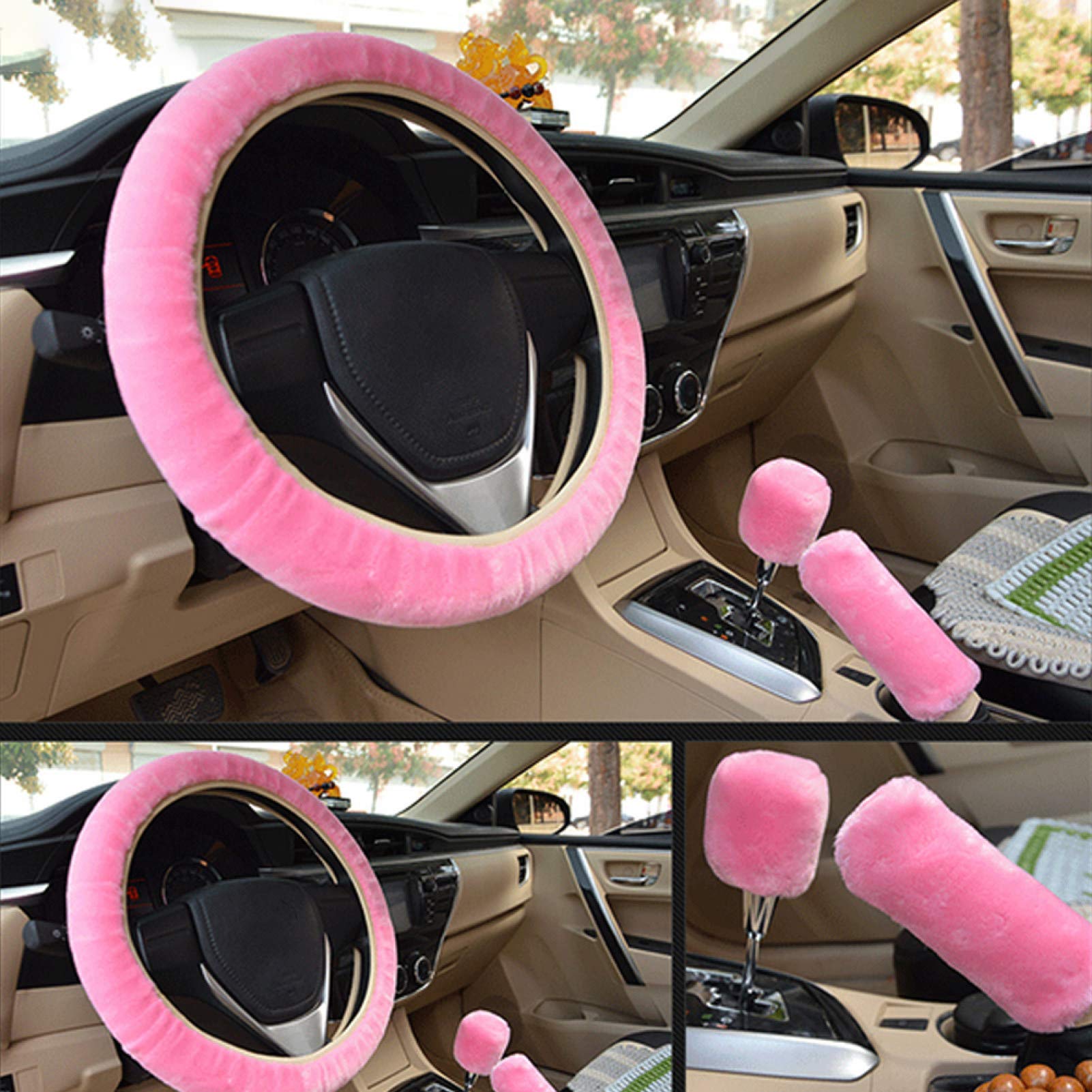 Coprivolante Peloso In Peluche Per Auto - Multicolore, Universale, Morbido E Antiscivolo, Decorazione Interni