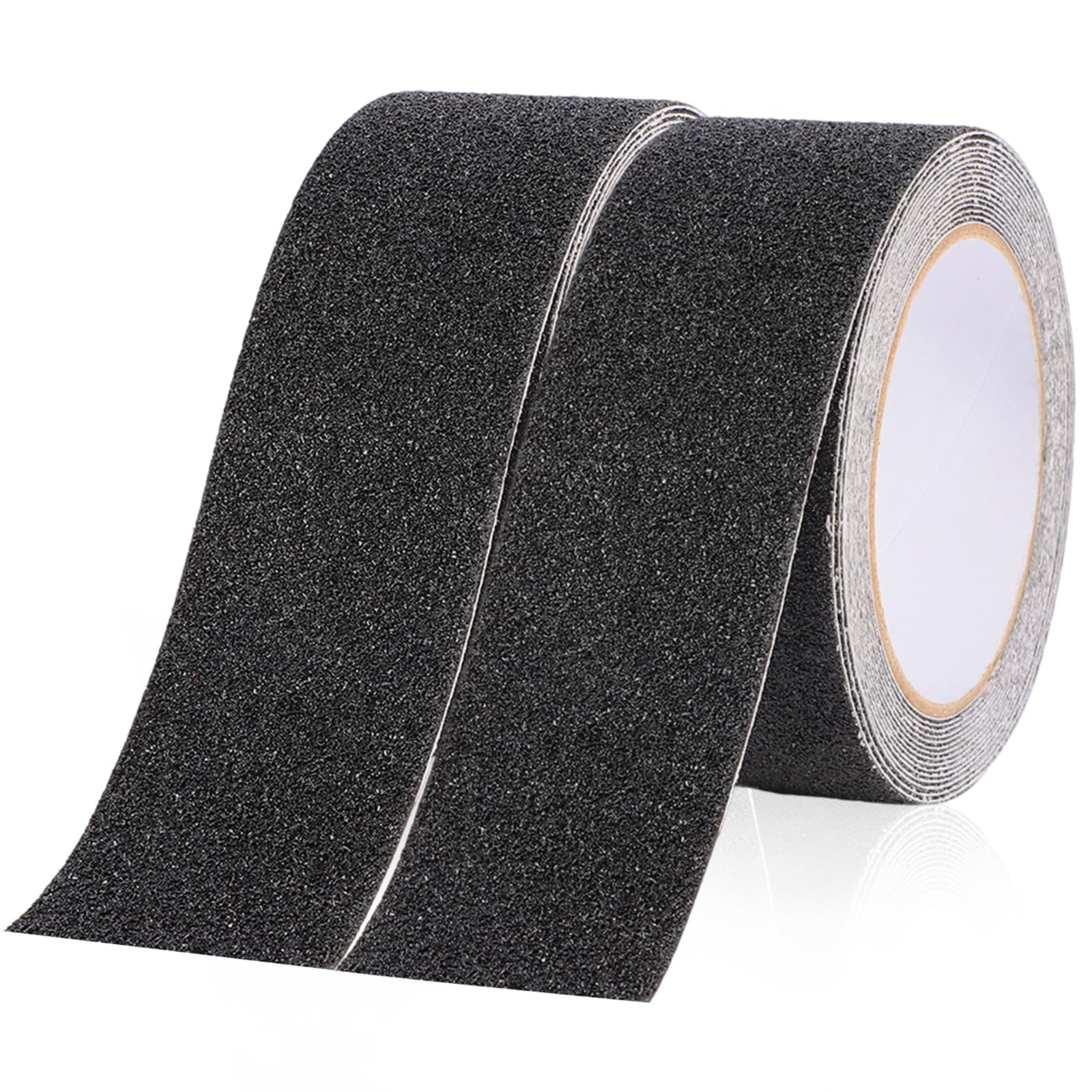2 Rouleau Bande Antidérapante Adhésive, Ruban Adhésif Antidérapant, Ruban Autocollant Anti-dérapante, Abrasif pour Les Sécurité, pour Escaliers, Marches, Revêtements de Sol, 5 cm x 5 m, Noir