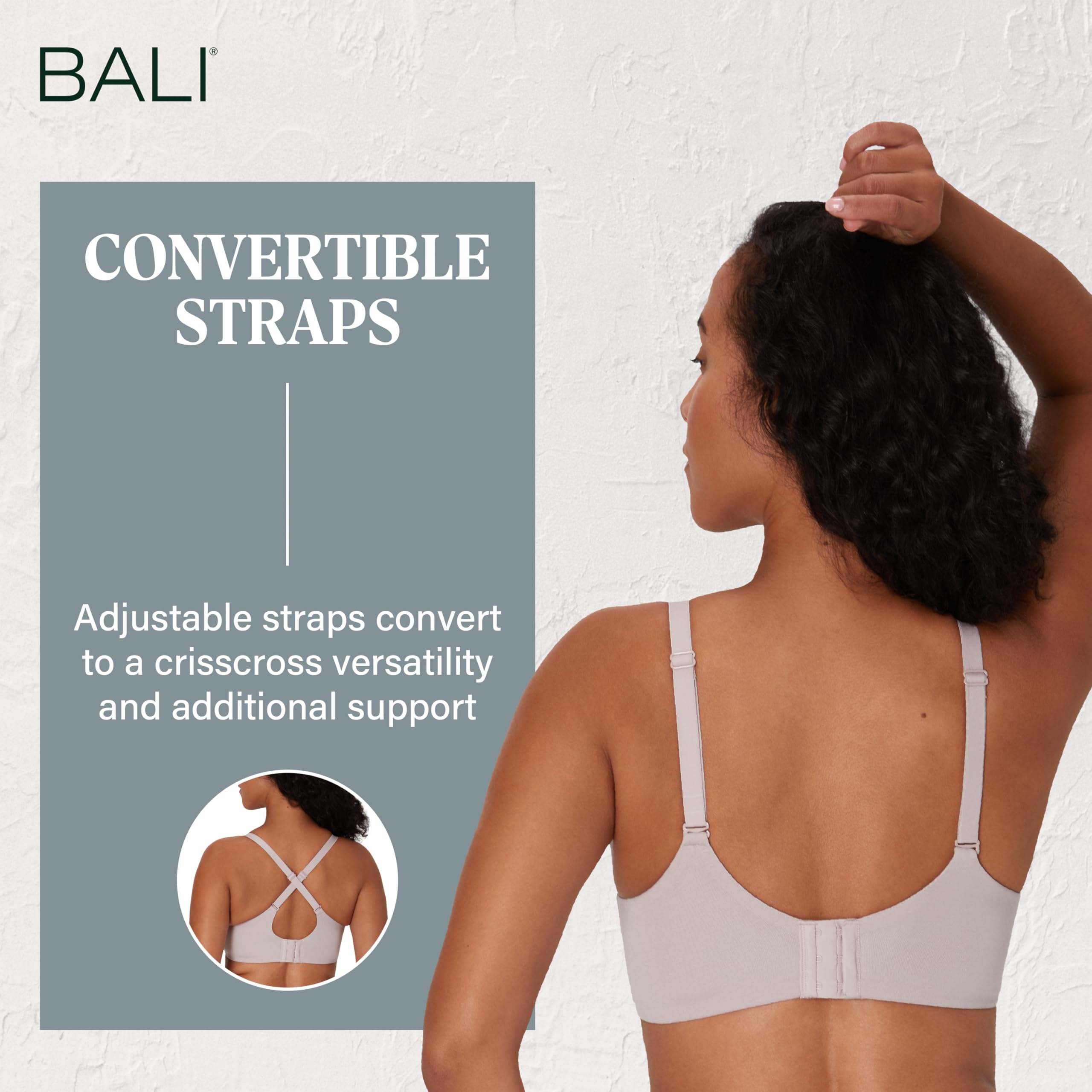 Bali Breathe Wireless Bra, Cotton Modal T-Shirt Bra, Full Coverage, Breathable, Convertible Straps Sujetador Mujer (Pack de 1)