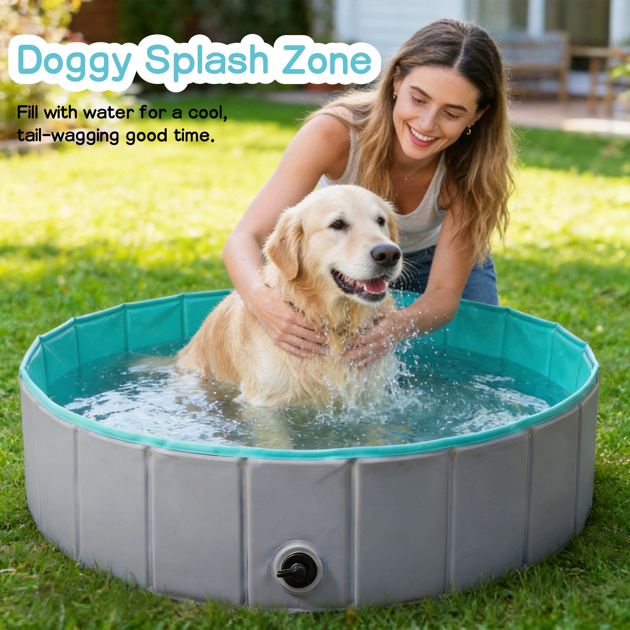 Piscina para Perros Grandes y Pequeños, Piscinas Plegable Rigida Antideslizante, Bañera para Mascotas Portátil con Desagüe, para Mascotas, Gatos, Uso Interior y Exterior (80x20cm) (Small)