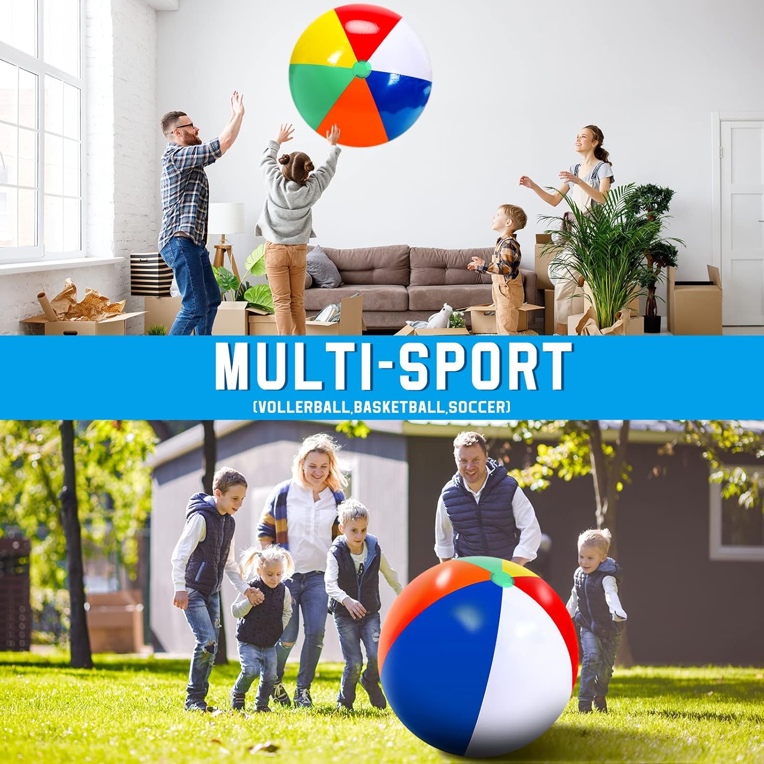 27 Inch Rainbow Beach Balls Giant Inflatable Large Pool Beach Balls Inflatable Swimming Pool Toys for Summer Water Games(4 Pcs)