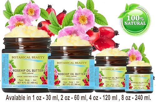 Miniatura 7 de Botanical Beauty Aceite de rosa manteca de rosa cadera 100% natural puro virgen sin refinar crudo prensado en frío para cara, piel, cuerpo, cabello