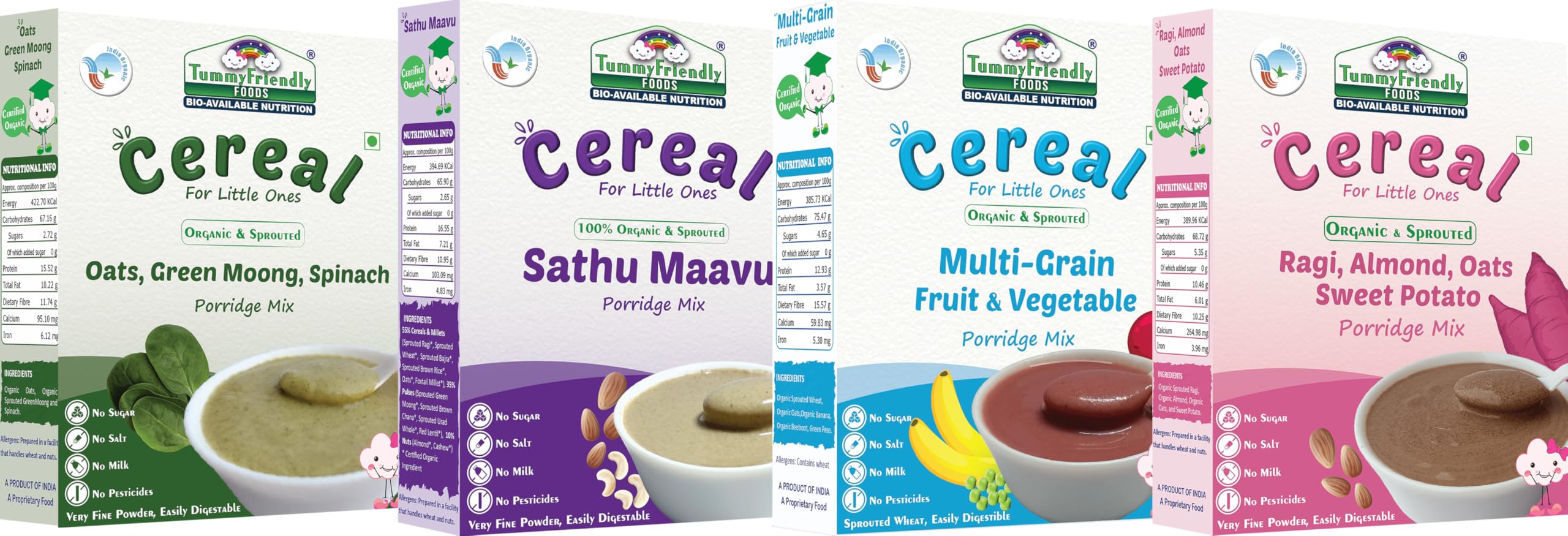 TummyFriendly Foods Certified Organic Sprouted Porridge Mixes Combo Packs With Oats | Made of Organic Sprouted Ragi Powder, Organic Sprouted Whole Grains, Organic Sprouted Pulses, Fruit, Vegetables and Nuts For 8 Month Baby | Maximum Possible Nutriti (B092FN3BGX) Amazon Price History, Amazon Price Tracker