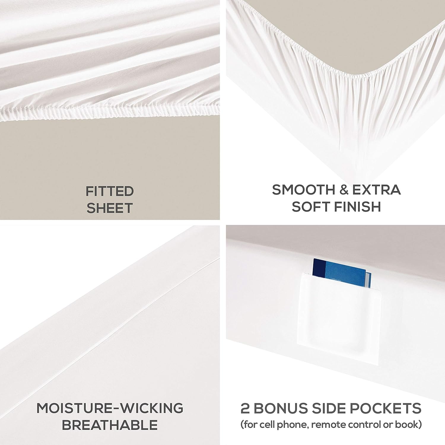 Mueller Ultratemp Bed Sheets Set, Super Soft 1800 Thread Count Egyptian 18-24 Inch Deep Pocket Sheets, Transfers Heat, Breathes Better, Hypoallergenic, Wrinkle, 6Pc, White Queen : Home & Kitchen