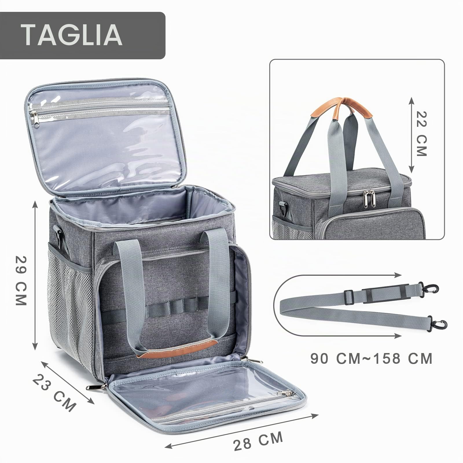 Borsa per la toelettatura del cane, Organizer per la cura degli animali domestici, Grigio