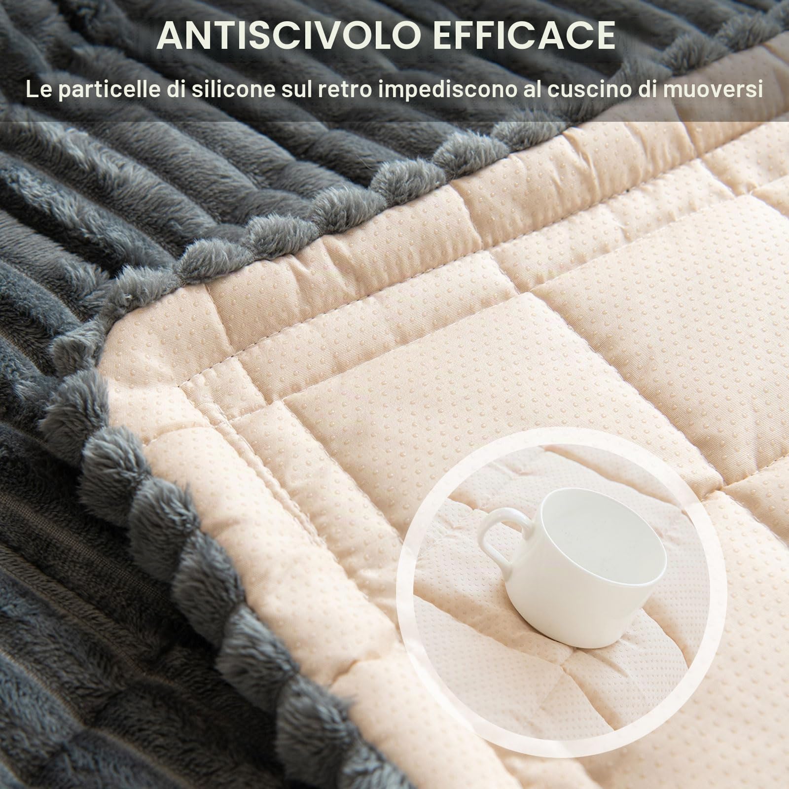 ShowyLive Copriseduta divano 4/3/2/1 Posti Copridivano Angolare Velluto a Coste con Penisola Destra/Sinistra Antiscivolo Antigraffio Gatto Cani Fodera per Divano(Grigio Scuro, 70 * 180 CM)
