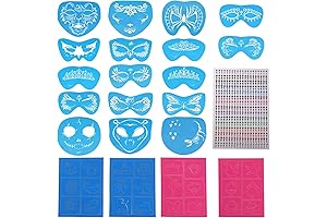 17-Piece Skull Face Painting Stencils for Day of the Dead