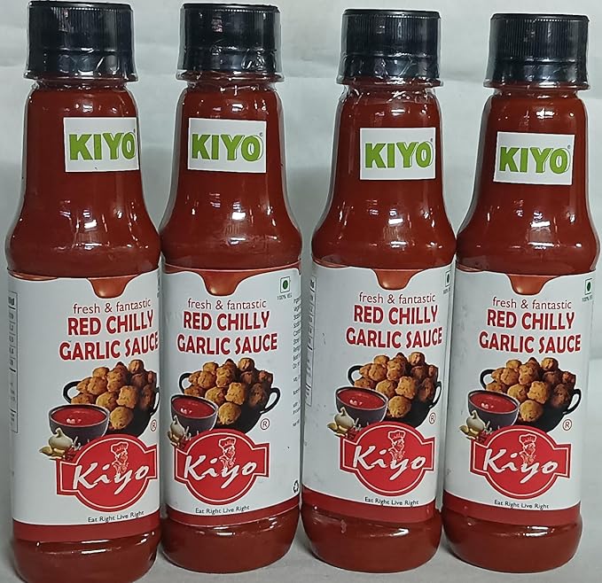 Fresh Red Chilly Garlic Sauce || 100% Natural & Vegan Ingredients || No Added Flavours & Colours || Enjoy It with Noodles, Pizza, Burger & Pasta in Fresh Pantry || 210 gm (Pack of 4)