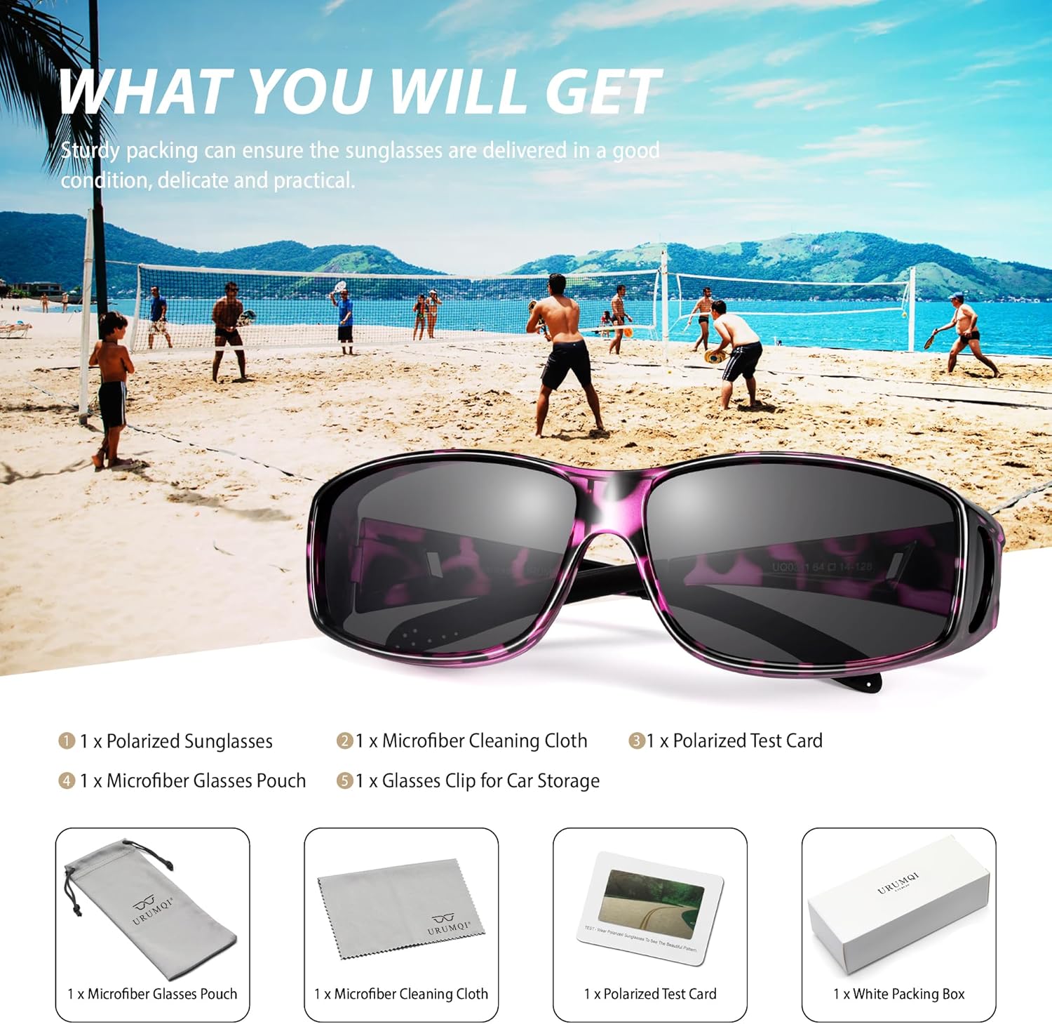 URUMQI Polarized Sunglasses Fit Over Glasses for Men Women, Wrap-around Driving Sunglasses 100% UV Protection - Image 7