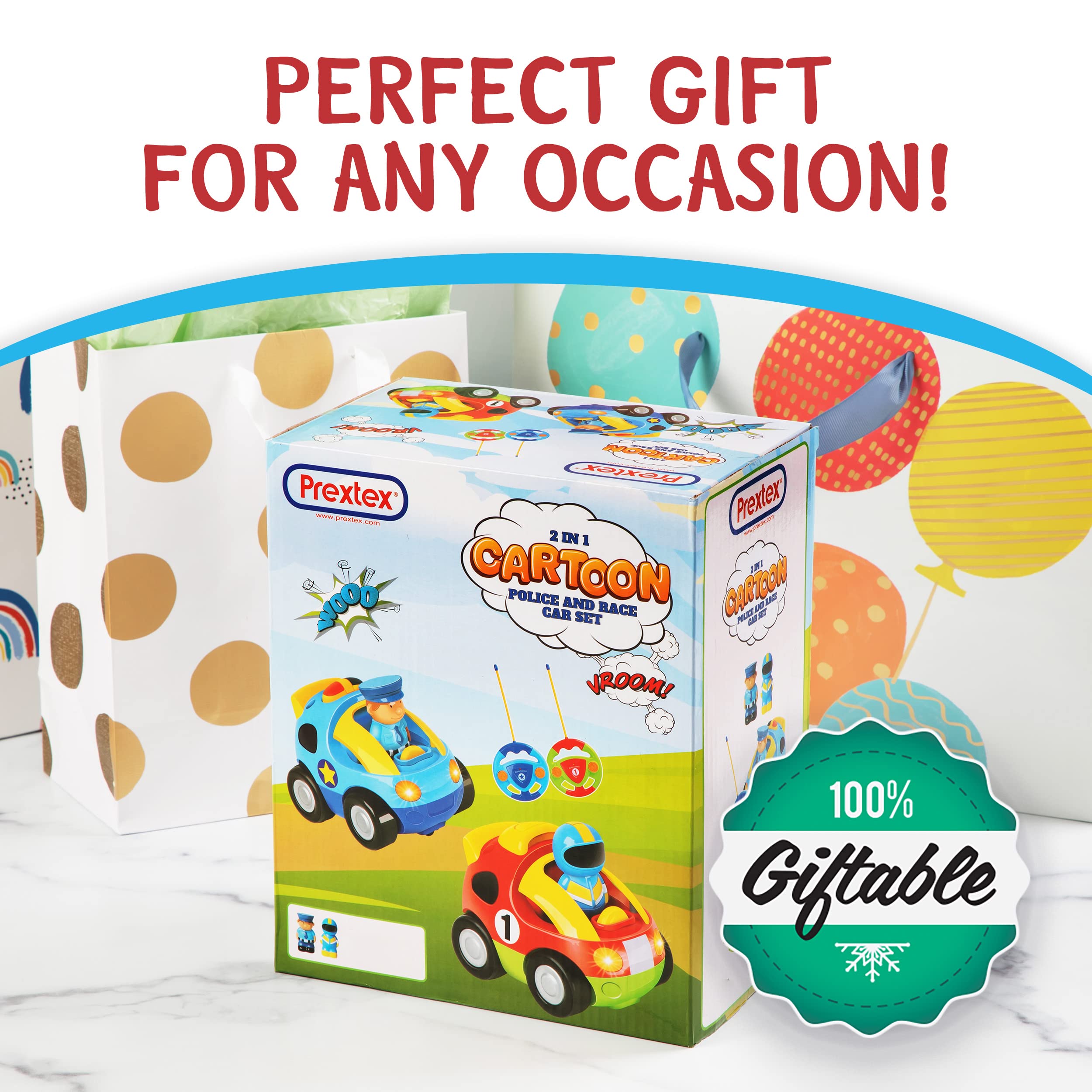 Buy 2 Pack Cartoon Remote Control Cars Police Car and Race Car