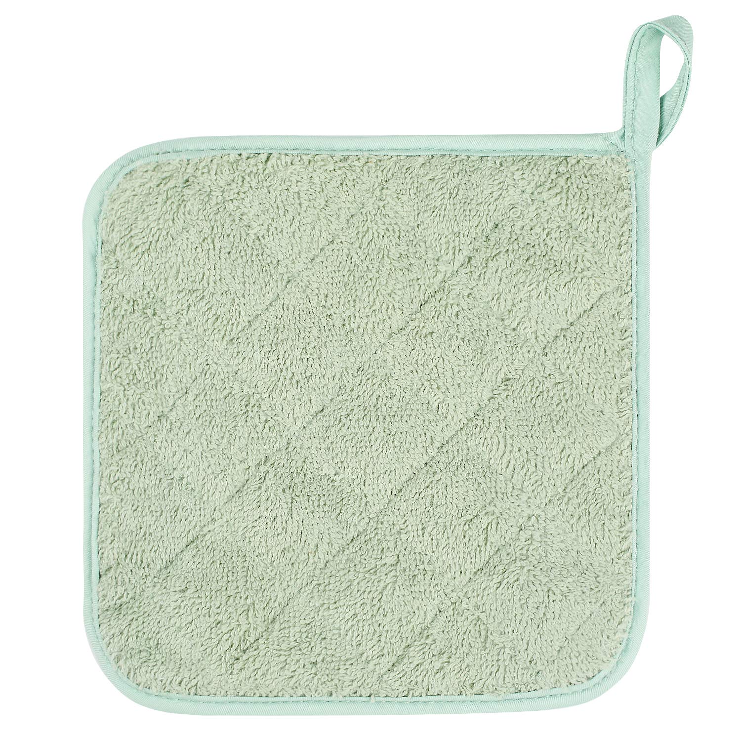 Set di 5 presine da cucina completamente in cotone e in tessuto di spugna termoresistente, ideali per uso quotidiano in cucina e con fornelli e forno Menta Verde