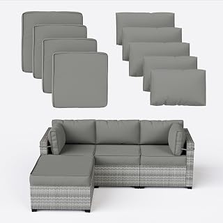9 Pcs Outdoor Patio Cushions Covers Replacement Waterproof with Zipper for 5 Pcs Patio Furniture Set, Covers Only
