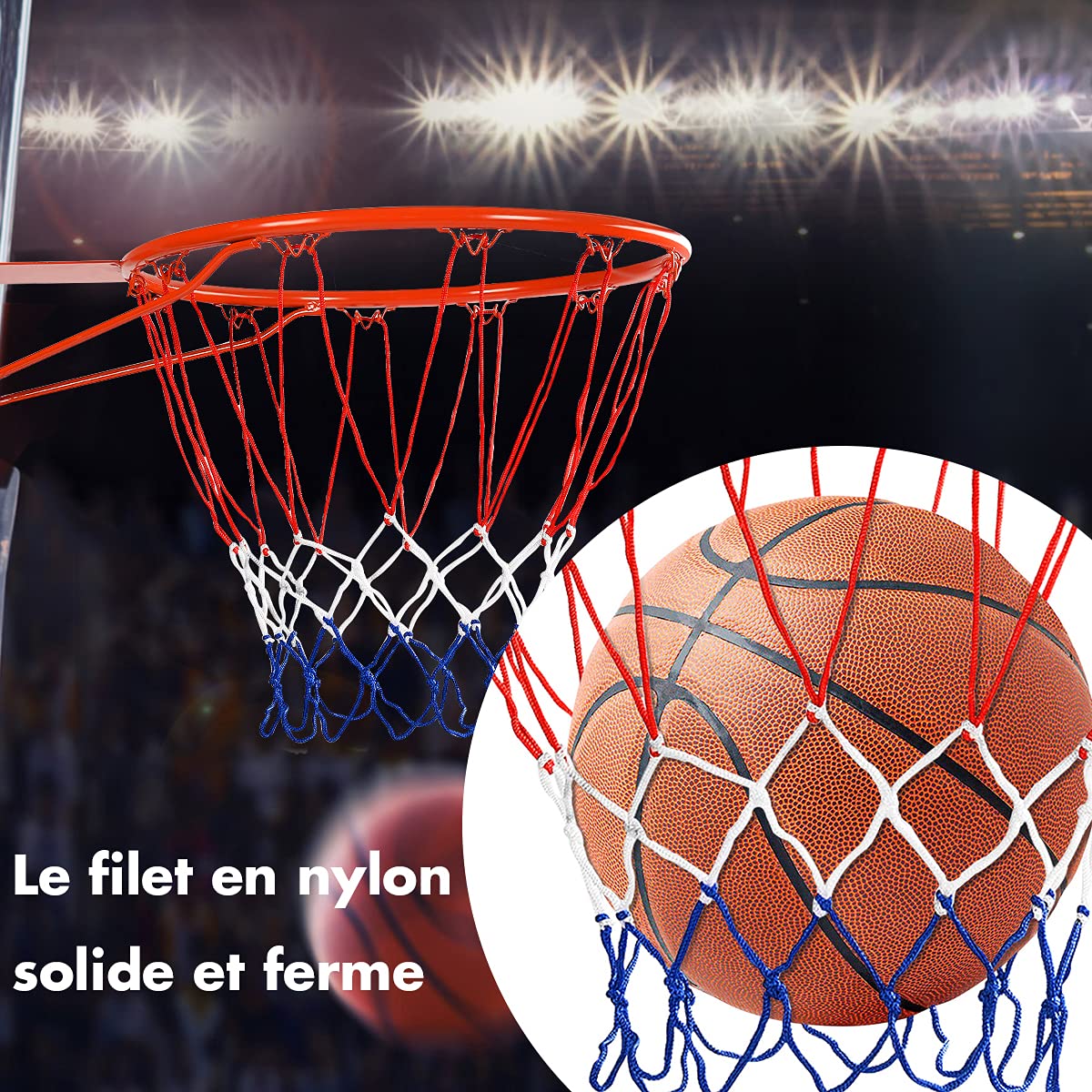RELAX4LIFE - Cesta de baloncesto, diámetro 45 cm, con red de pared, ideal para niños y adultos, anillo de baloncesto con tornillos robustos de acero inoxidable (canasta de baloncesto)