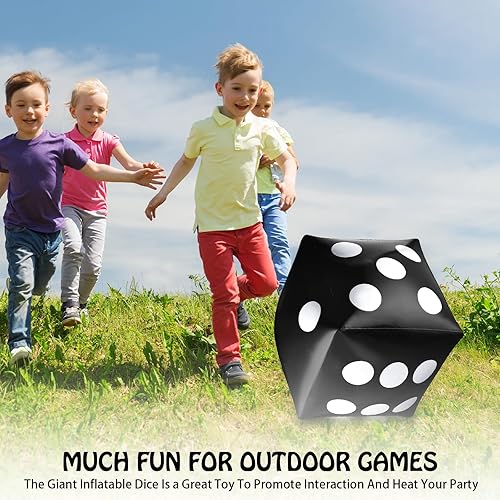 Miniatura 5 de Paquete de 3 dados inflables gigantes gigantes, dados inflables grandes para juegos en la piscina, juguetes para fiestas (negro, 20 pulgadas)