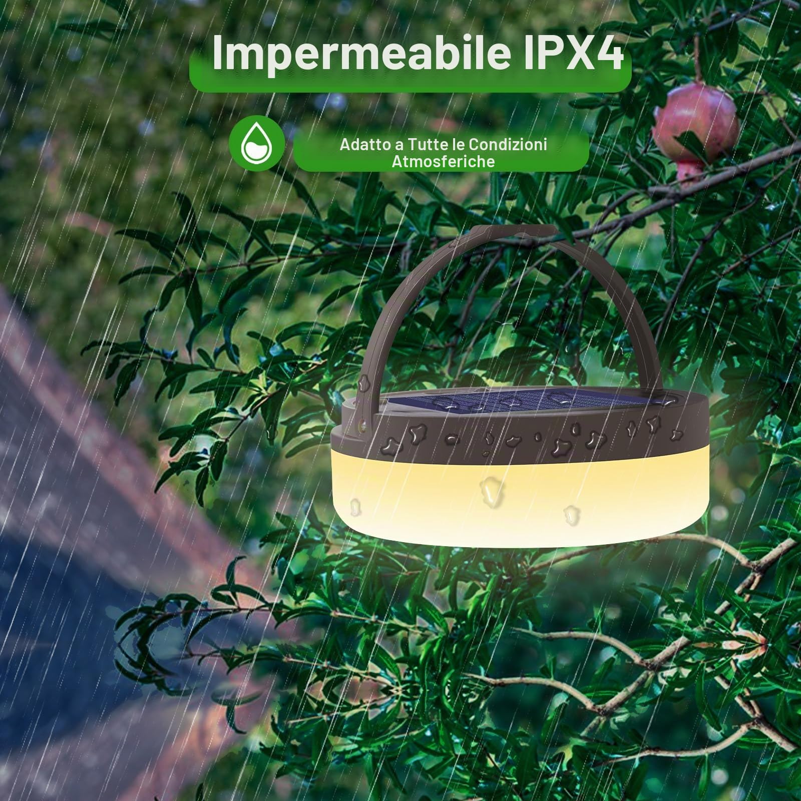 HELESIN Catena luminosa da campeggio arrotolabile, 12,8 m, 128 LED, per esterni, ricarica USB IP44, impermeabile, per campeggio, giardino ed escursionismo