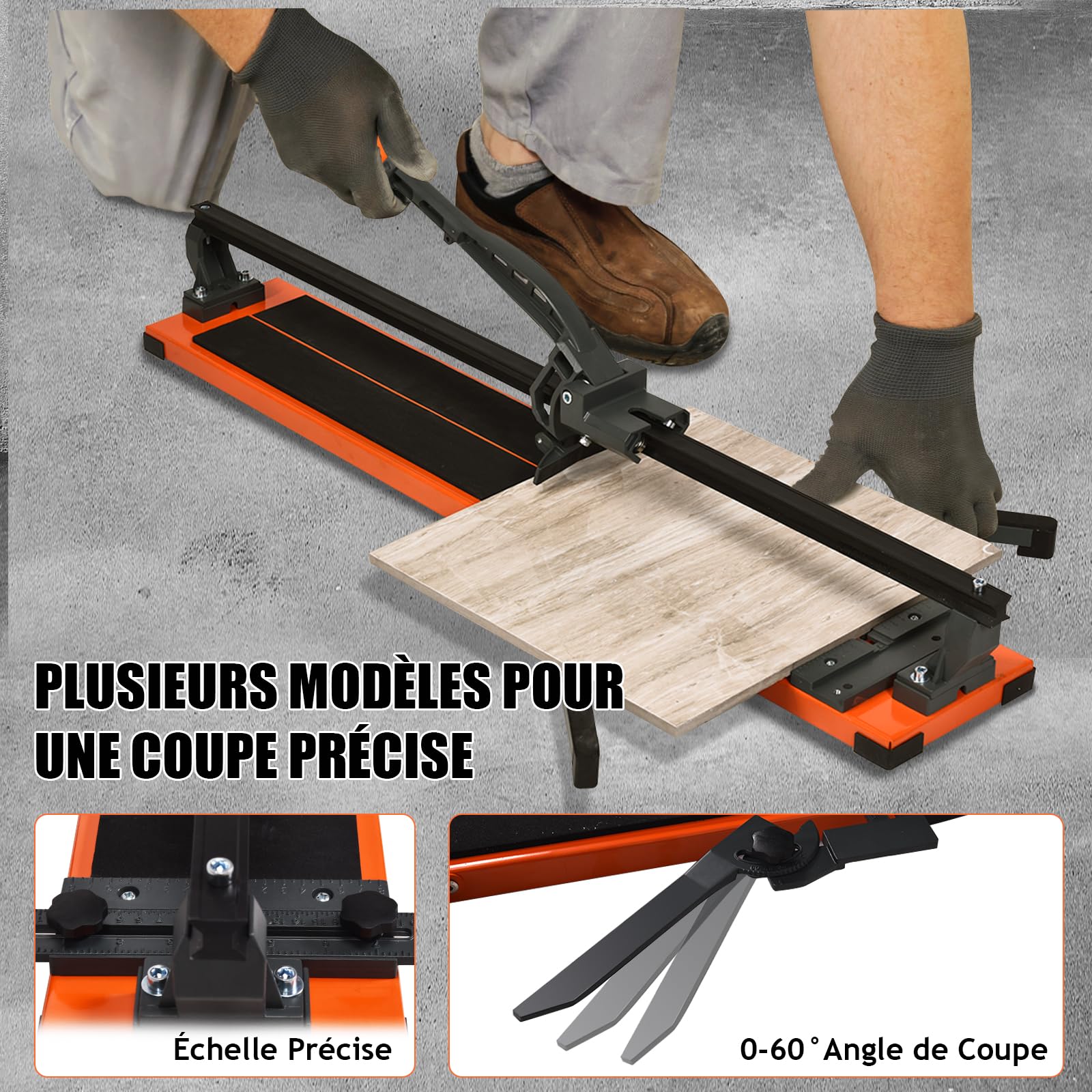 GYMAX Coupe-Carreaux Manuel pour Longeur 915mm-Épaisseur 14mm, Carrelette Professionnel avec Échelle, Angle de Coupe Réglable 0-60°, 2 Supports Latéraux, Poignée Ergonomique