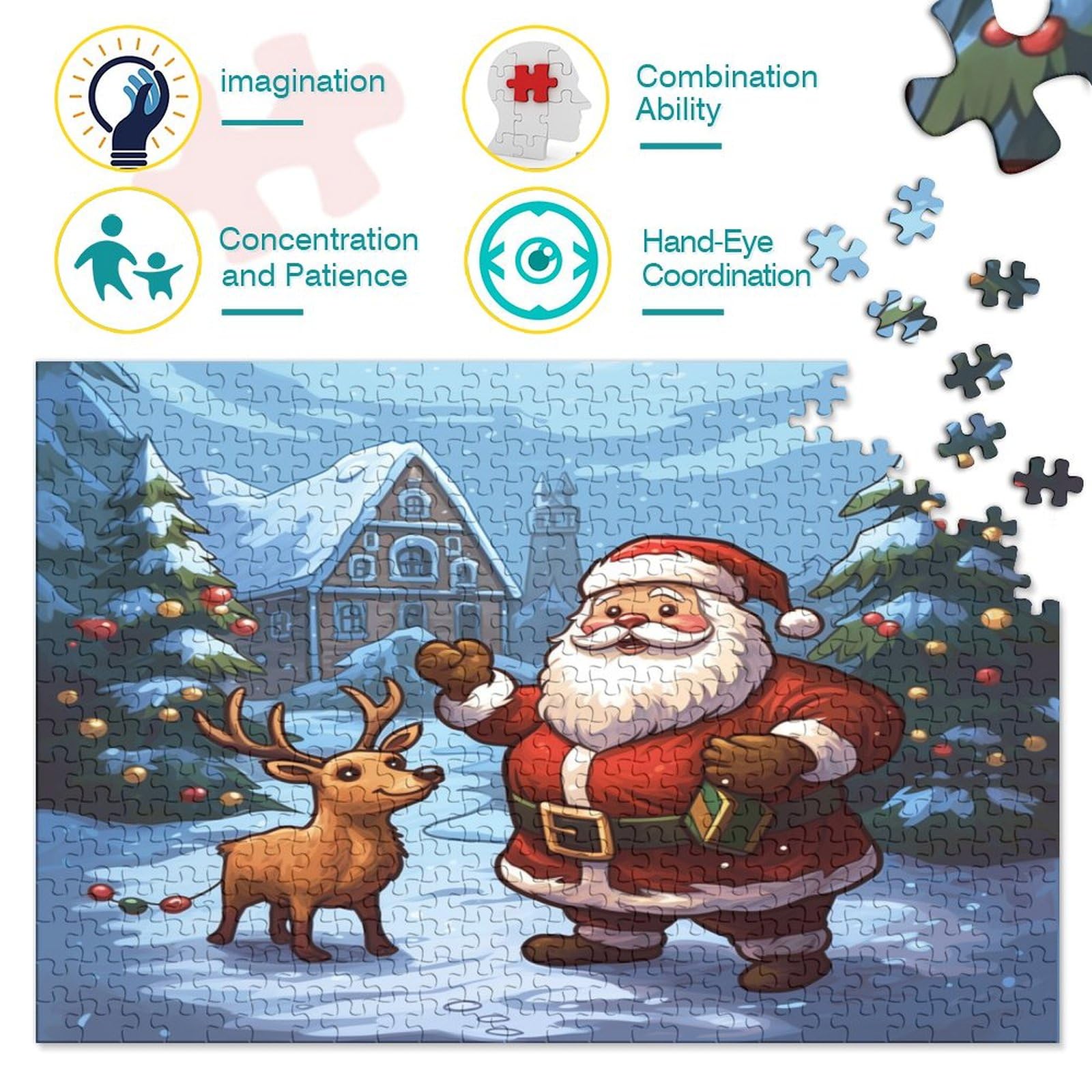Idee Regalo Babbo Babbo Natale Jigsaw 1000Pcs Natale Puzzle Classic Adulti  Calendario Dell'avvento Puzzle, image size:1600x1600