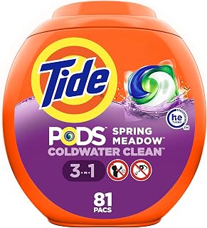 Tide Pods 3 in 1, Laundry Detergent Pacs, Spring Meadow Scent, 81 Count