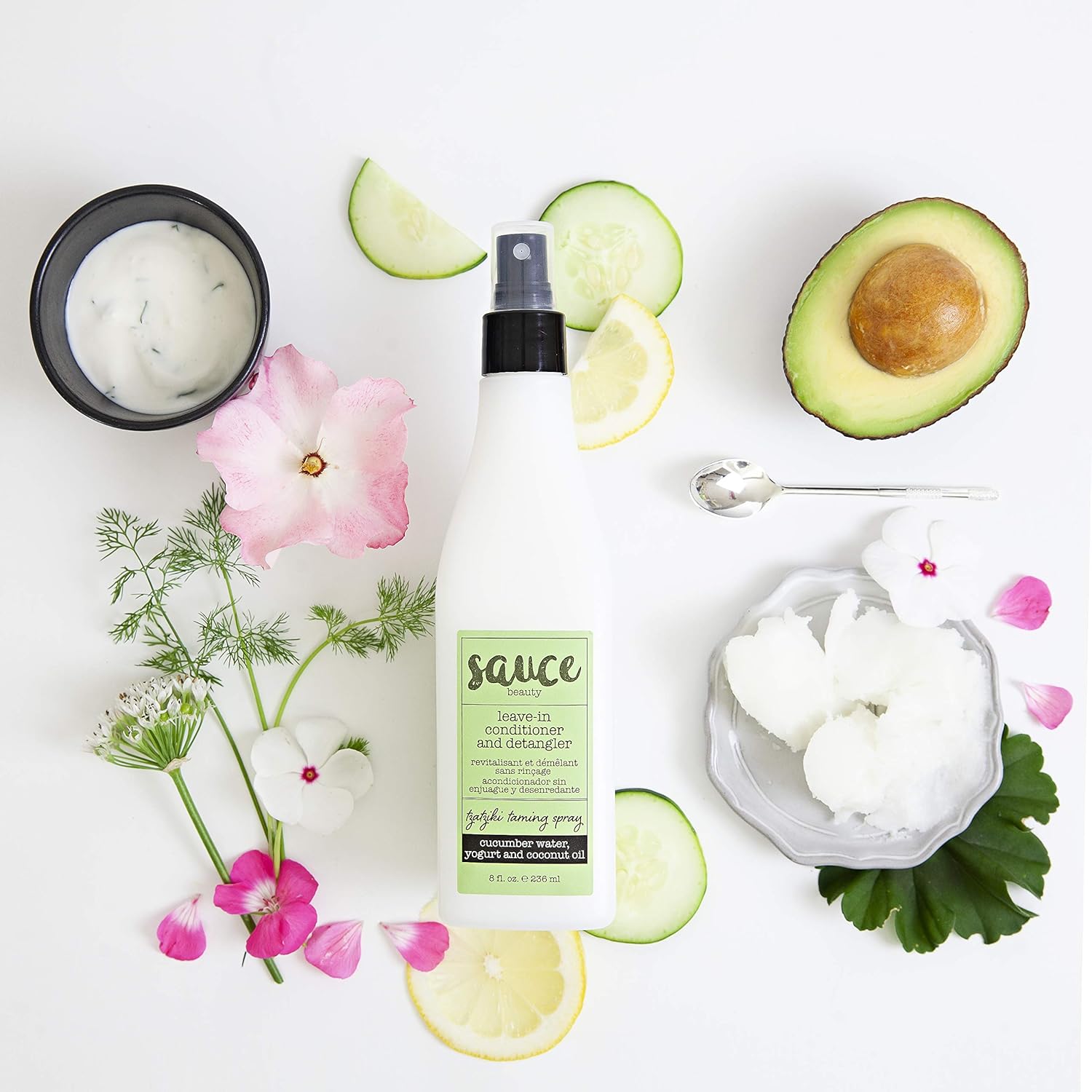 SAUCE BEAUTY Guacamole Hair Mask & Tzatziki Leave In Conditioner - Deep Conditioning Treatment & Frizz Control for Curly Dry Damaged Hair - Sulfate Free Paraben Free