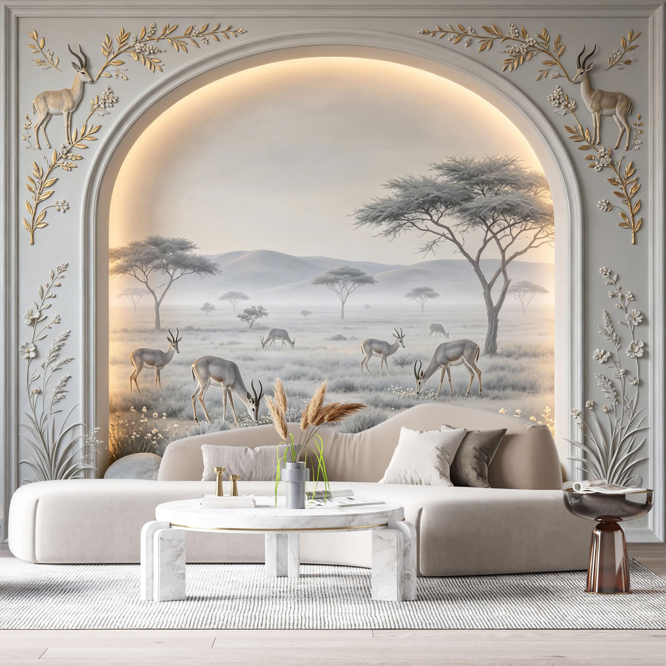 Custom Size Wall Murals African Wildlife Savanna Landscape 3D Trompe L'Oeil SelfAdhesiveWall Fabric Removable Wallpaper Wall Decor for Living Room Bedroom Bathroom
