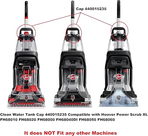 Miniatura 4 de Tapa de tanque de agua limpia 440015235 compatible con Hoover Power Scrub XL FH68010 FH68020 FH68000 FH68040DI FH68050 FH68060 gris