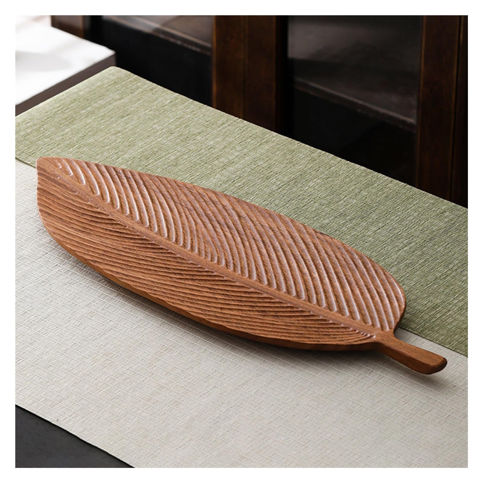 Plateau en bois massif antidérapant et boîte rangement tasse à thé domestique 38cm