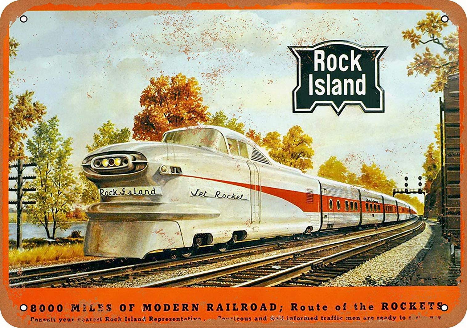 Amazon.co.jp: 8 x 12 メタルサイン – ロックアイランド鉄道 エアロ