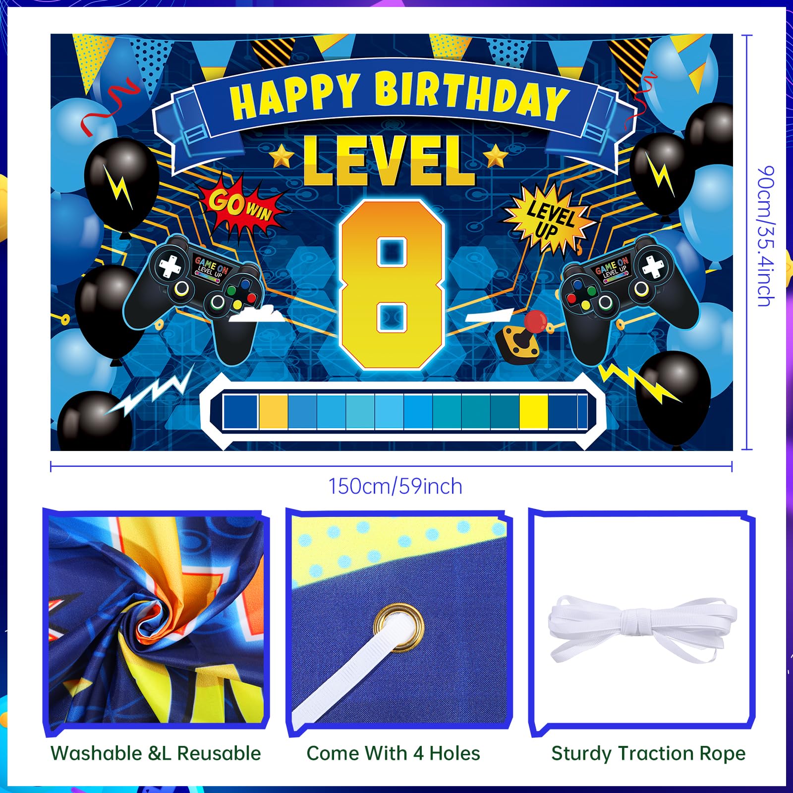 Kit Decoración Cumpleaños Azul - Incluye Globos, Pancarta Y Decoración Para Tarta