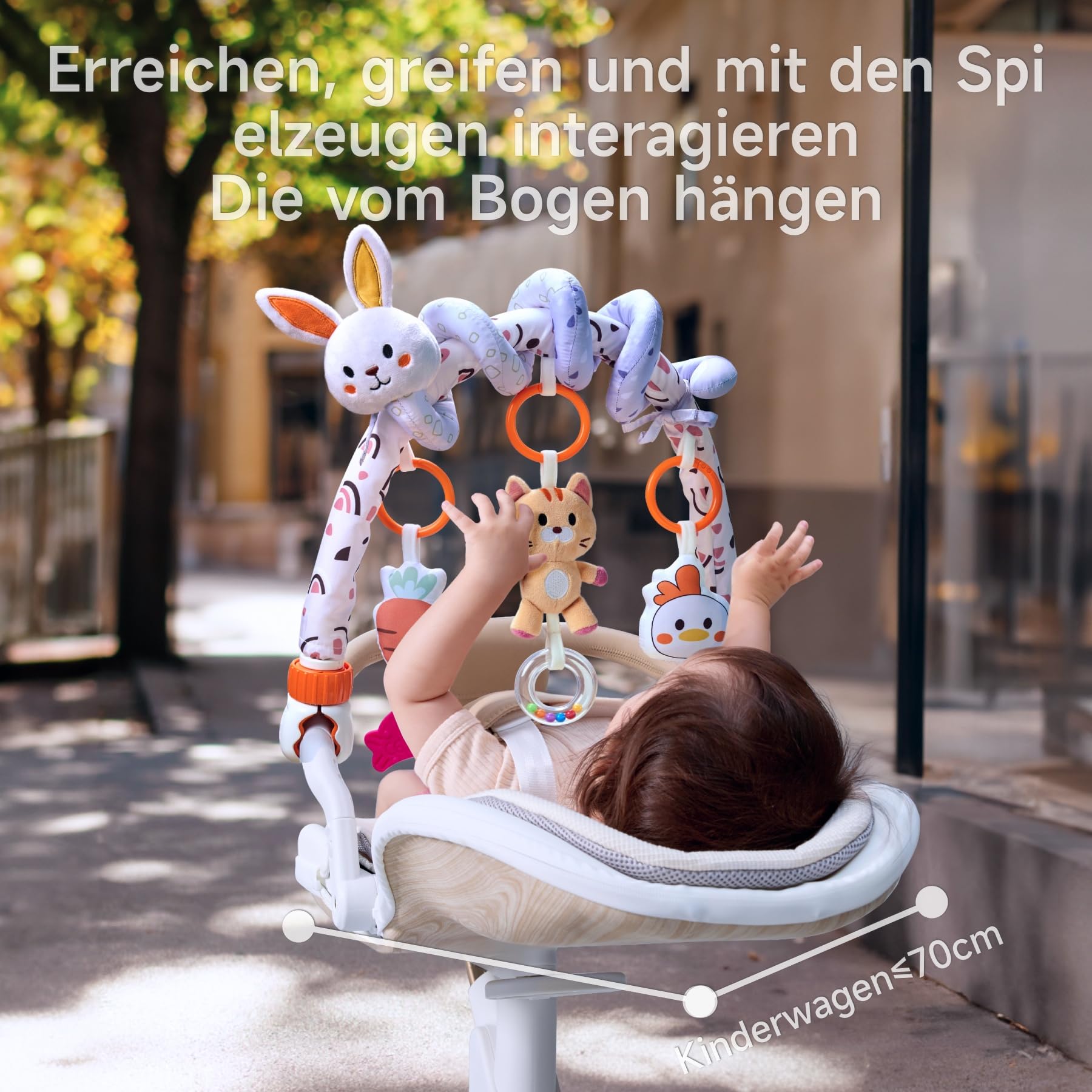 TUMAMA KIDS Kinderwagen Spielbogen Spielzeug Activity Spirale Spielzeug 0-12 Monate für Babybett and Babyschale