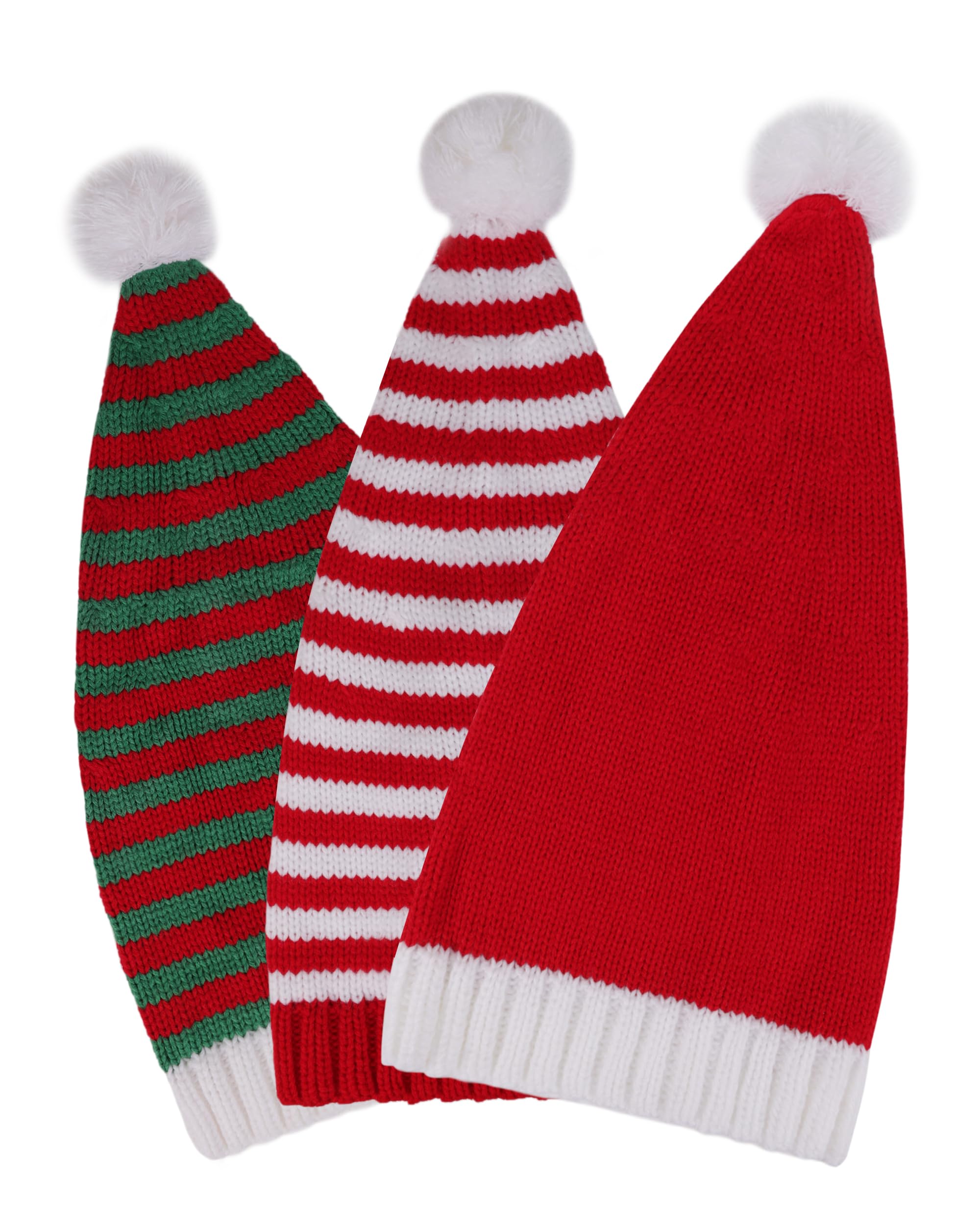 Strickmütze mit Bommel, Weihnachtsmannmütze, Weihnachtsstrumpfmütze für Erwachsene