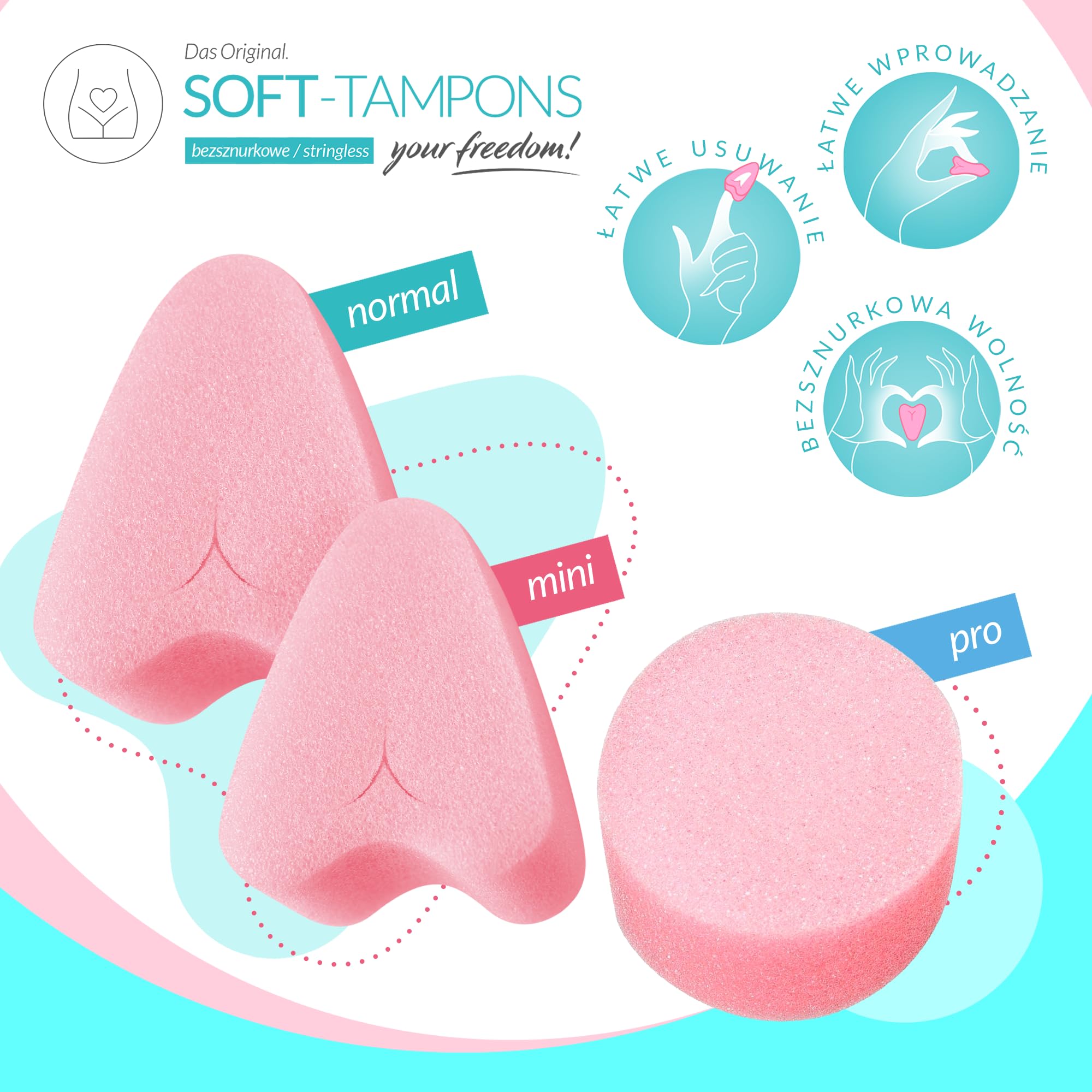 JOYDIVISION Soft-Tampons normal I 50 sztuk I Tampony bez sznurka do sportu, pływania i Spa I Gąbeczka menstruacyjna ultra soft I Łatwe wprowadzanie i usuwanie I Miękki tampon bez sznurka