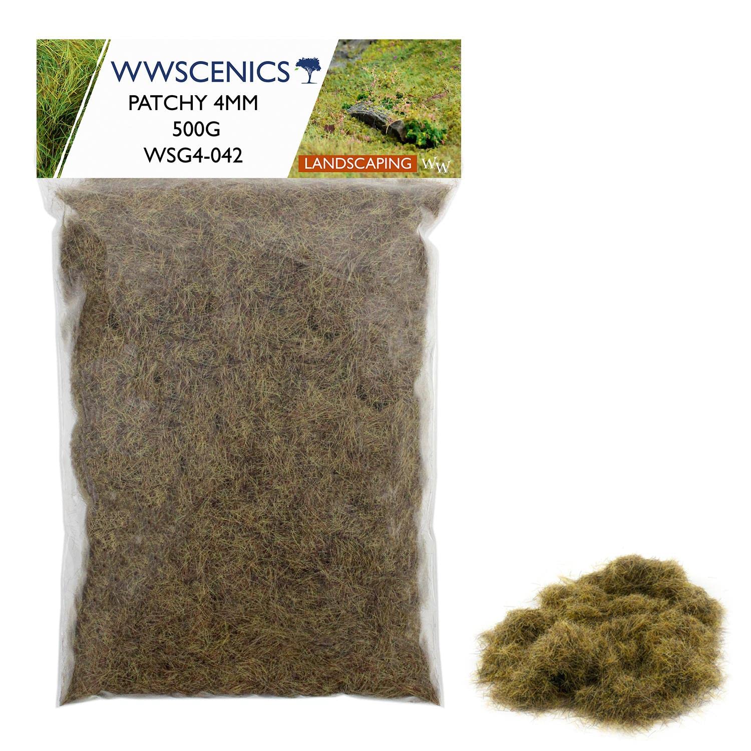 WWS War World Scenics WWScenics | 4mm Uneinheitliche Statische Grasfasern | 500g | WSG4-042 | Streugras für Modellbahn und Modellbau