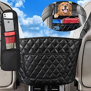 Car Handbag Holder, Car Seat Side Storage Bag PU Leather Storage Net Pocket Mesh Handbag Holder Car Front Seat Storage Organizer for Phone Documents keys,Barrier of Backseat Kids Pet