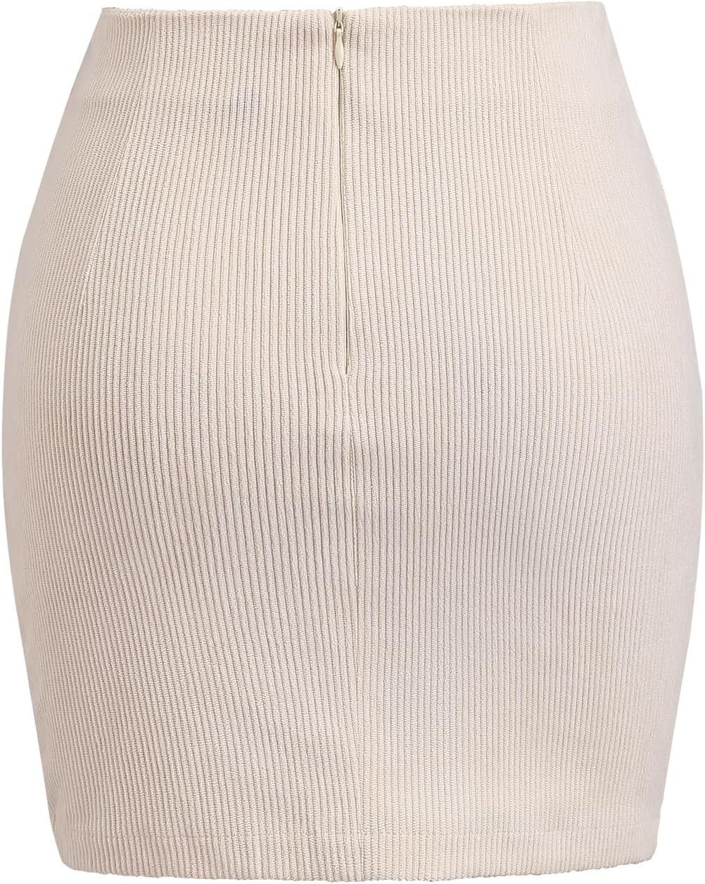 Women's Beige Mini Skirts Bodycon Ruched Tulip Skirt Elastic High Waist Textured Wrap Asymmetrical Short Skirts Small - Image 6