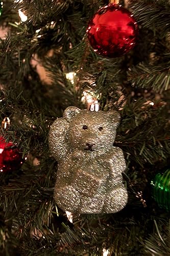 Miniatura 7 de Clever Creations Oso verde azulado con purpurina, plata, rosa y dorado con adornos para árbol de Navidad de regalo, paquete de 4, decoración festiva