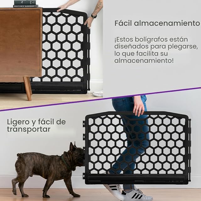 Foto 6 de 6 de Iris Ohyama, Parque para Perros Interiores, Exterior con 4 Paneles y Puerta Cerrada, H58cm, Negro, Jaula