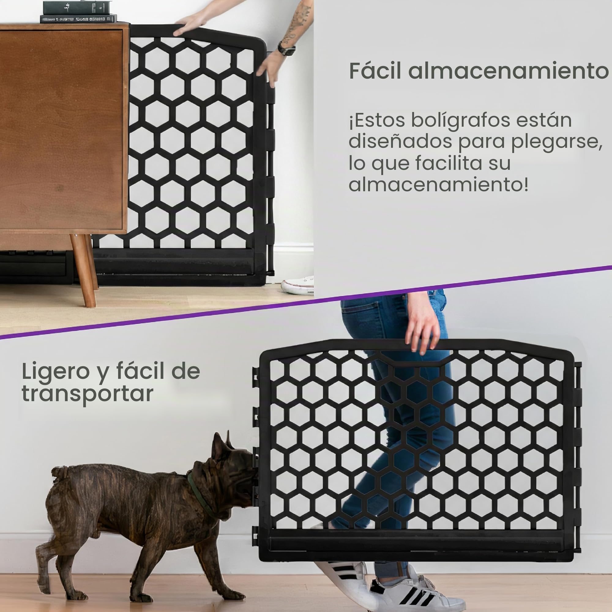 Iris Ohyama, Parque para Perros Interiores, Exterior con 4 Paneles y Puerta Cerrada, H58cm, Negro, Jaula, Enclos, Cierre para Perros, Cachorro, Gato, Conejo, Mascotas, Plástico, CI-584HC