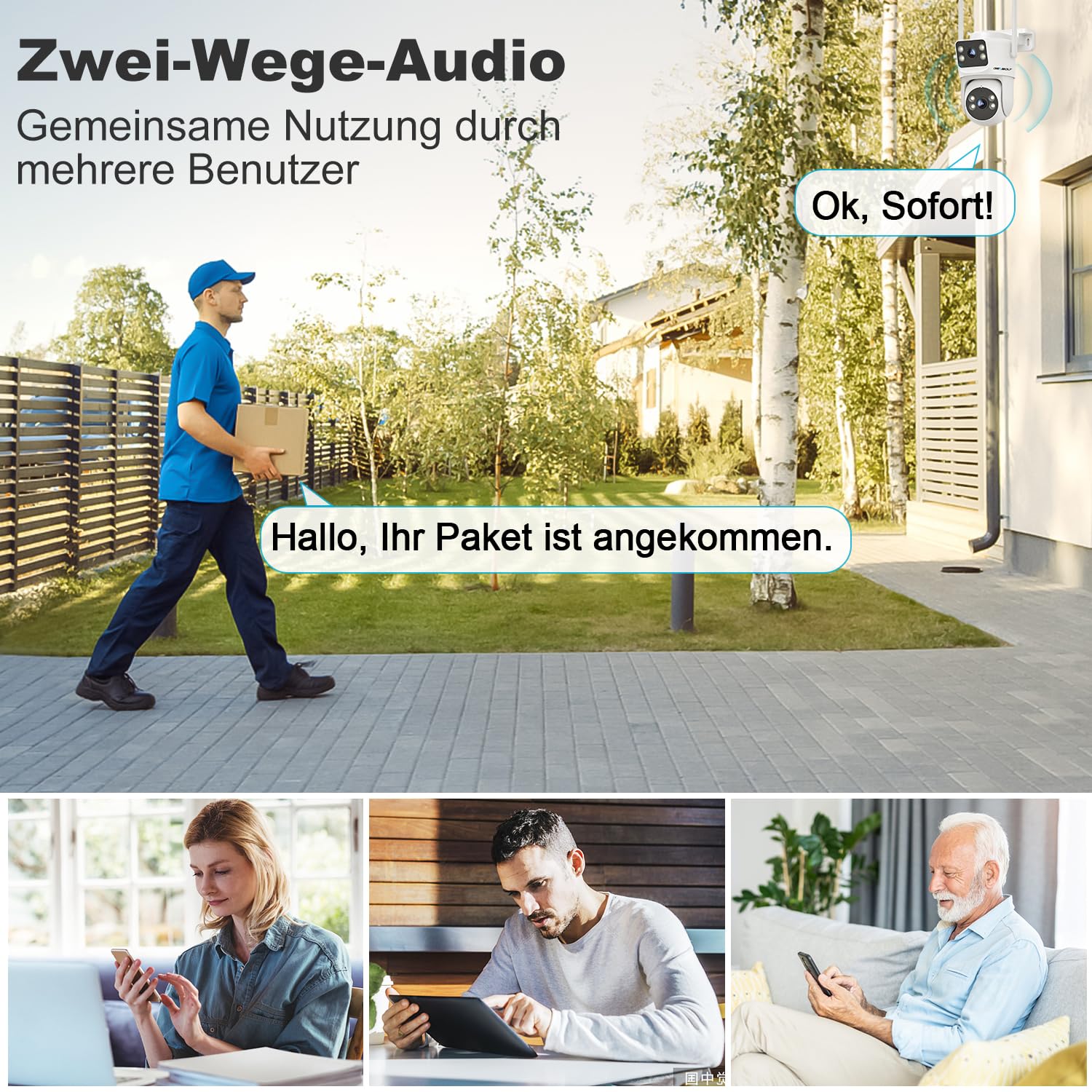 GENBOLT Dual Lens WLAN Überwachungskamera Aussen, PoE Kamera 2.4/5GHz WiFi