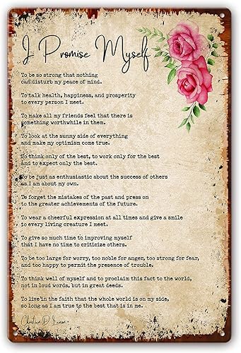 I Promise Myself - Arte de pared de poema de metal, carteles e impresiones de poesía en obras de arte para dormitorio, pinturas decorativas