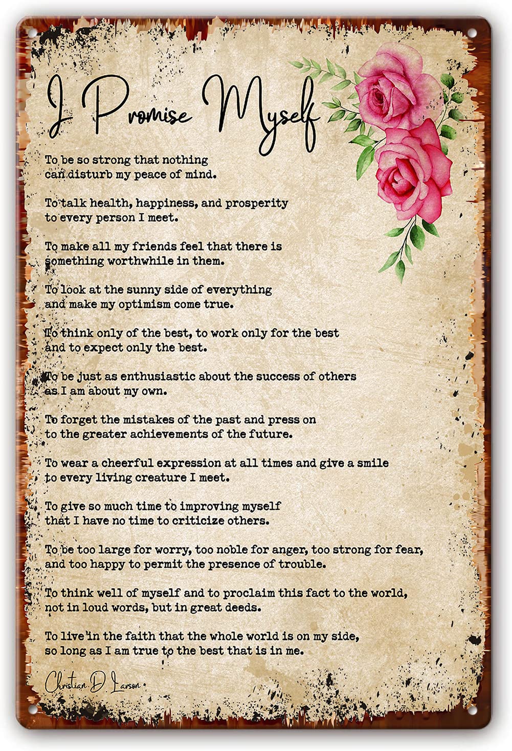 Ingzzaac Metalpostera25909 I Promise Myself Poem Wall Art Metal Tin Sign Poetry Posters And Prints On Artwork For Bedroom Vertical Decorative Paintings Picture Gifts Decorations 8"X12"