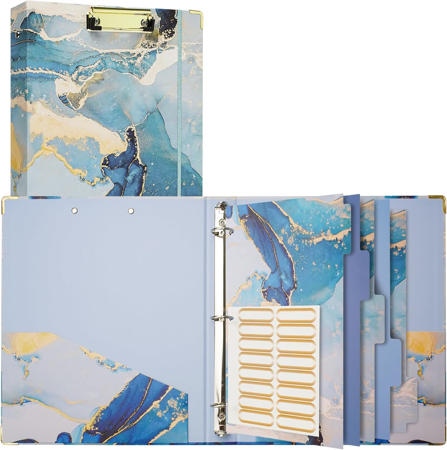 Remowith 3リングバインダー 1インチ ラウンドリングオーガナイザー タブ仕切り5枚とファイルフォルダーラベル16枚付き 8