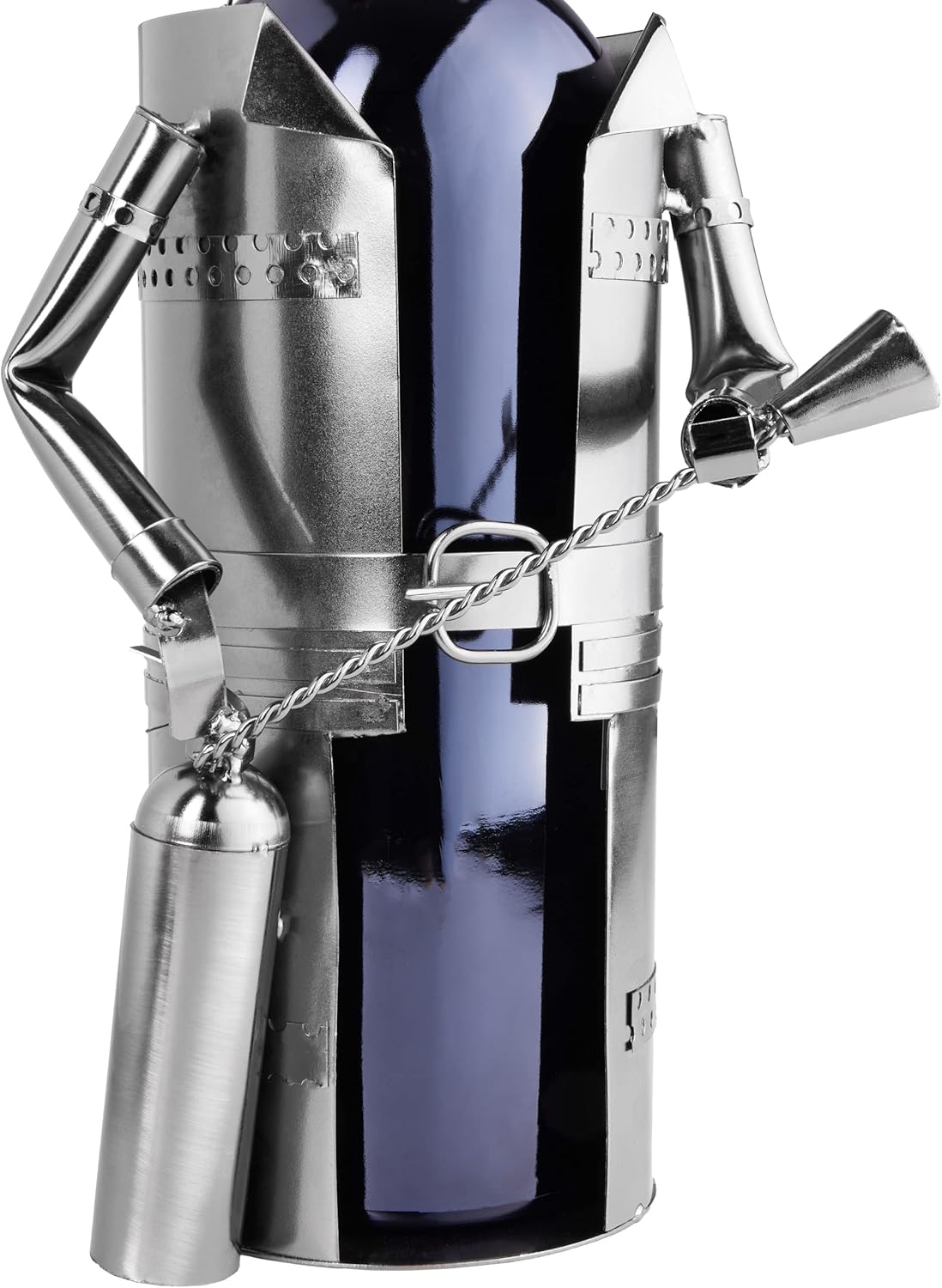 BRUBAKER Wine Bottle Holder Firefighter - Metal Sculpture - Wine Rack Decor - Tabletop - with Greeting Card