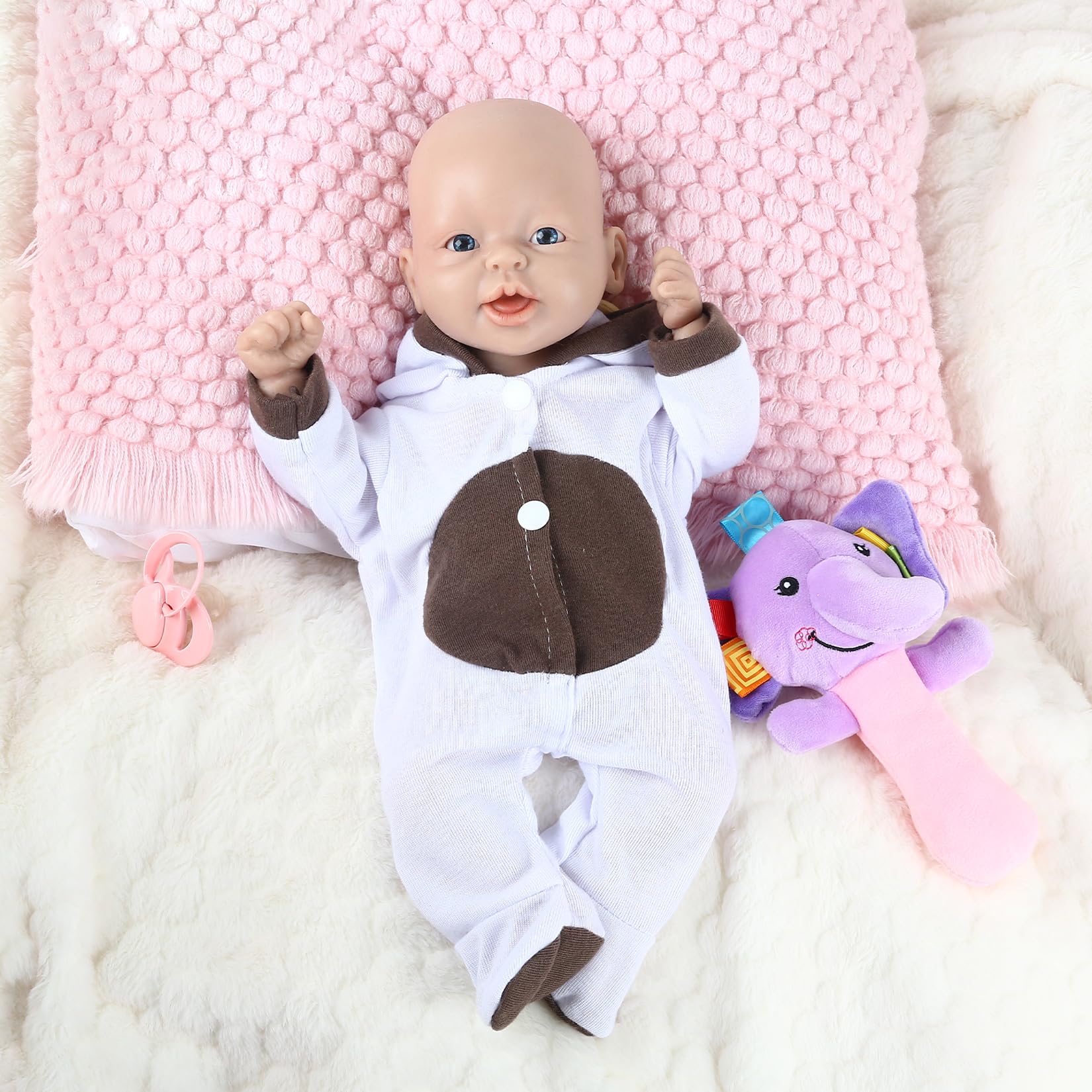 Vollence 14 inch Full Reborn Silicone Baby Doll Not Vinyl Dolls Lifelike  Realistic Newborn Platinum Silicone Baby Dolls Anti-Stress Toys with Clothes