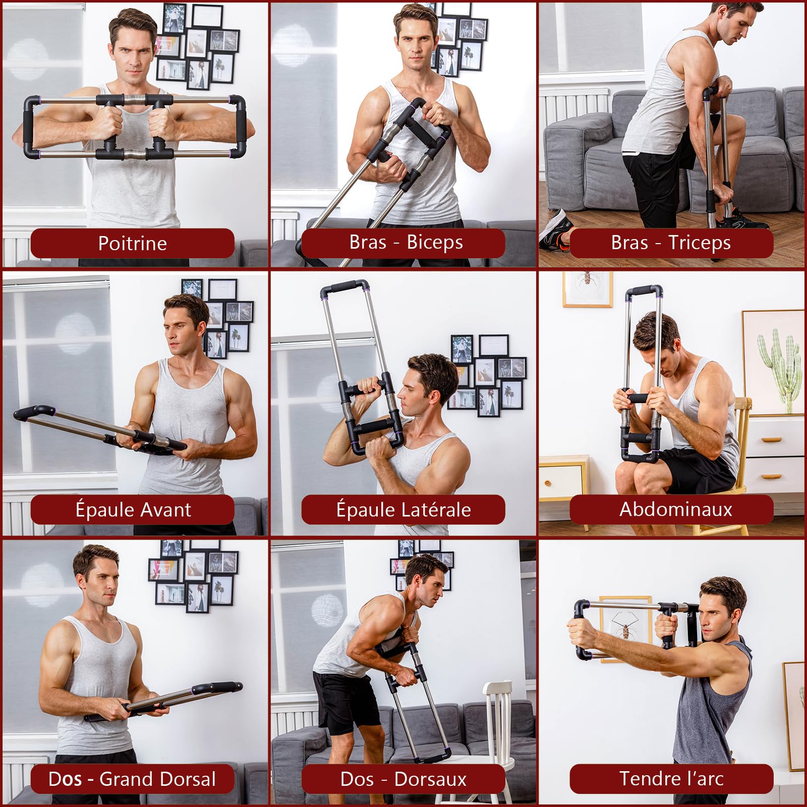 GoFitness Push Down Bar, Appareil de Musculation des Pectoraux à Domicile | Muscler : Pectoraux, Bras, Épaules, Abdos et Dos - Entraîneur de Force pour la Maison