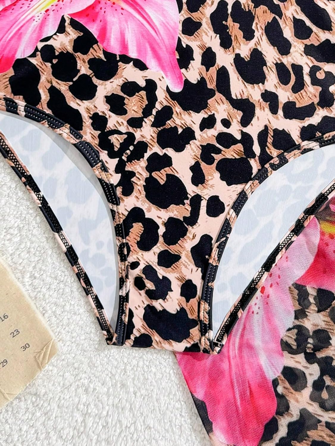 SEGT Girl's One Piece Bathing Suit with Cover Up Leopard and Floral Print Swimsiut Adjustable Straps Swimwear